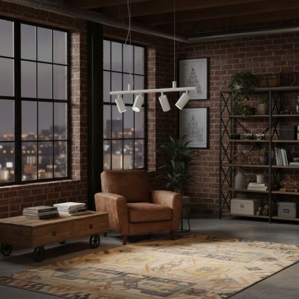 Ideal Lux - LED Pakabinamas sietynas DYNAMITE 4xGU10/7W/230V CRI 90 balta