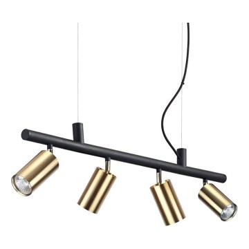 Ideal Lux - LED Pakabinamas sietynas DYNAMITE 4xGU10/7W/230V CRI 90 juoda/žalvaris