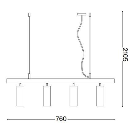 Ideal Lux - LED Pakabinamas sietynas DYNAMITE 4xGU10/7W/230V CRI 90 juoda/žalvaris