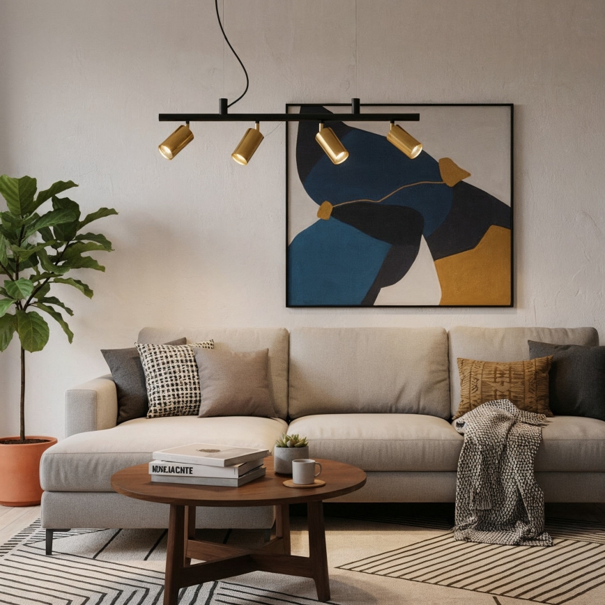 Ideal Lux - LED Pakabinamas sietynas DYNAMITE 4xGU10/7W/230V CRI 90 juoda/žalvaris