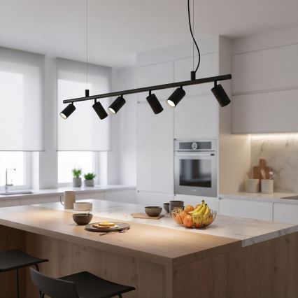 Ideal Lux - LED Pakabinamas sietynas DYNAMITE 6xGU10/7W/230V CRI 90 juoda