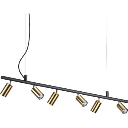 Ideal Lux - LED Pakabinamas sietynas DYNAMITE 6xGU10/7W/230V CRI 90 juoda/žalvaris