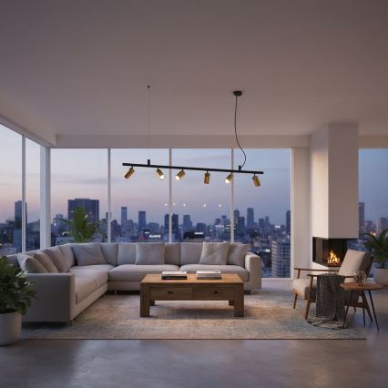 Ideal Lux - LED Pakabinamas sietynas DYNAMITE 6xGU10/7W/230V CRI 90 juoda/žalvaris