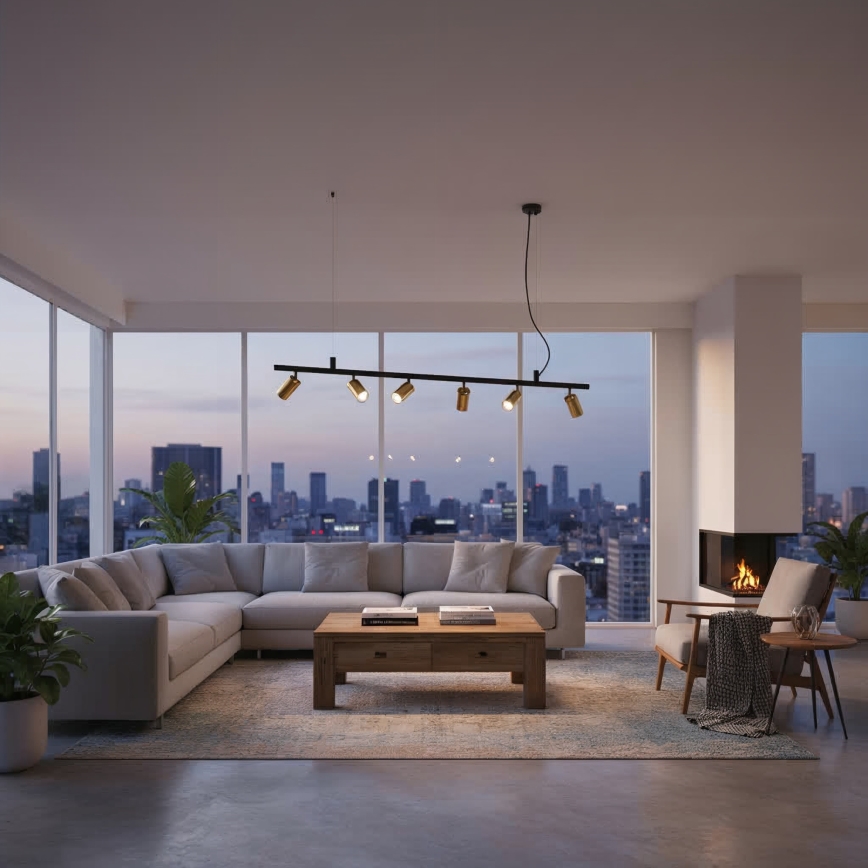 Ideal Lux - LED Pakabinamas sietynas DYNAMITE 6xGU10/7W/230V CRI 90 juoda/žalvaris