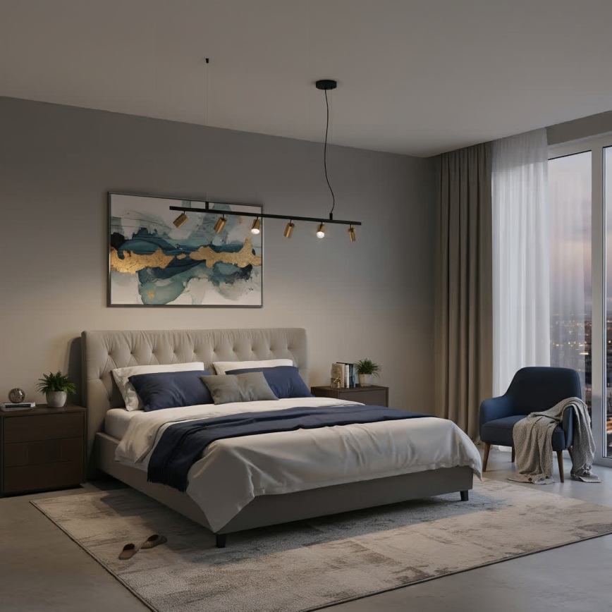 Ideal Lux - LED Pakabinamas sietynas DYNAMITE 6xGU10/7W/230V CRI 90 juoda/žalvaris