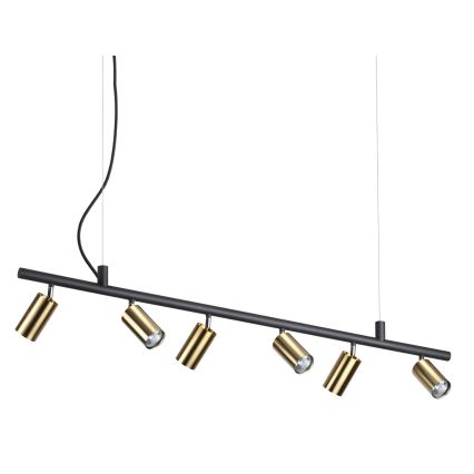 Ideal Lux - LED Pakabinamas sietynas DYNAMITE 6xGU10/7W/230V CRI 90 juoda/žalvaris