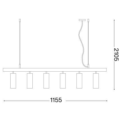 Ideal Lux - LED Pakabinamas sietynas DYNAMITE 6xGU10/7W/230V CRI 90 juoda/žalvaris