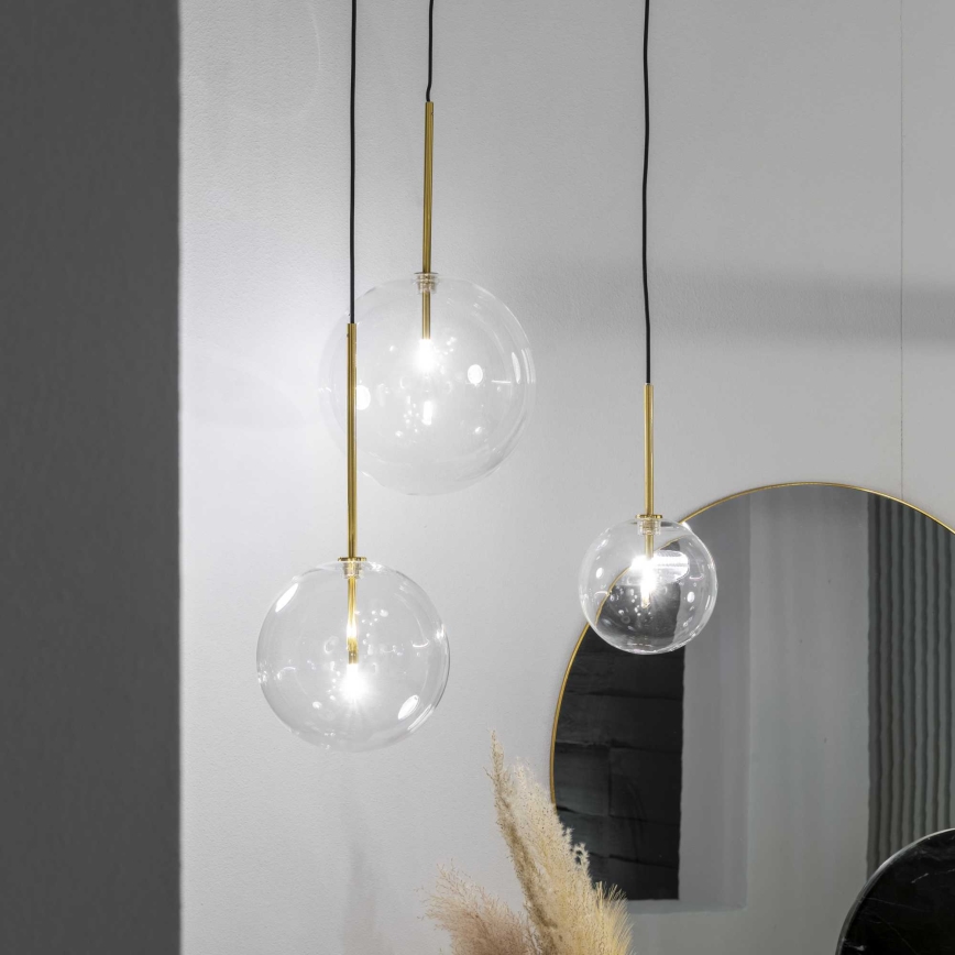 Ideal Lux - LED Pakabinamas sietynas EQUINOXE 1xG4/2W/230V diametras 15 cm žalvaris/permatoma