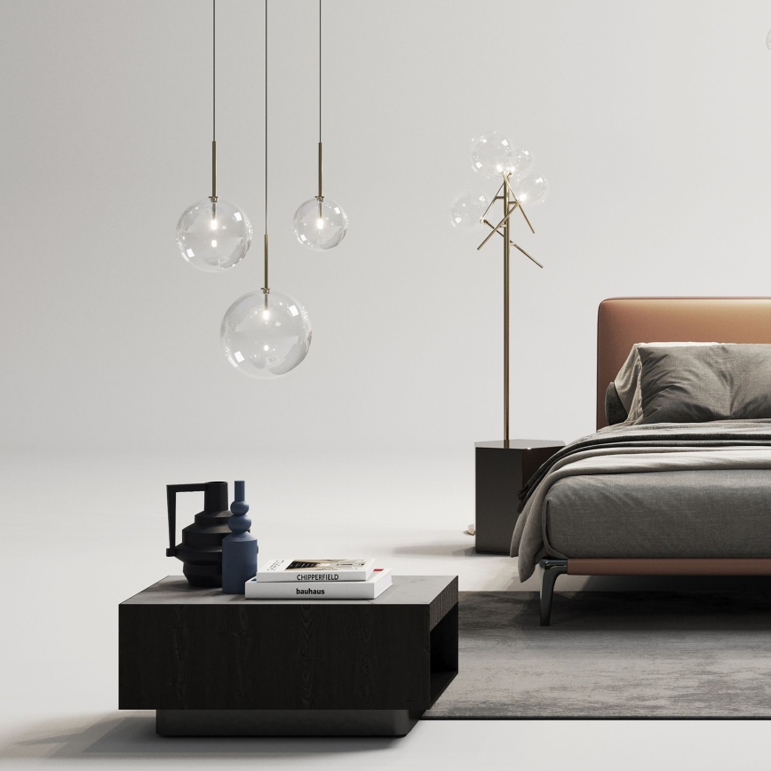 Ideal Lux - LED Pakabinamas sietynas EQUINOXE 1xG4/2W/230V diametras 25 cm žalvaris/permatoma