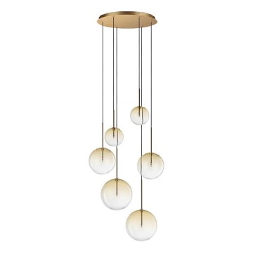 Ideal Lux - LED Pakabinamas sietynas EQUINOXE 6xG4/2W/230V diametras 65 cm žalvaris/dūminis