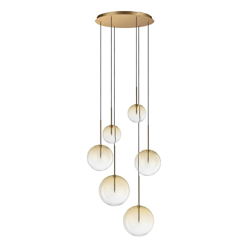 Ideal Lux - LED Pakabinamas sietynas EQUINOXE 6xG4/2W/230V diametras 65 cm žalvaris/dūminis