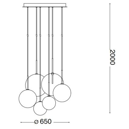 Ideal Lux - LED Pakabinamas sietynas EQUINOXE 6xG4/2W/230V diametras 65 cm žalvaris/dūminis
