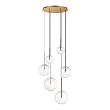 Ideal Lux - LED Pakabinamas sietynas EQUINOXE 6xG4/2W/230V diametras 65 cm žalvaris/permatoma