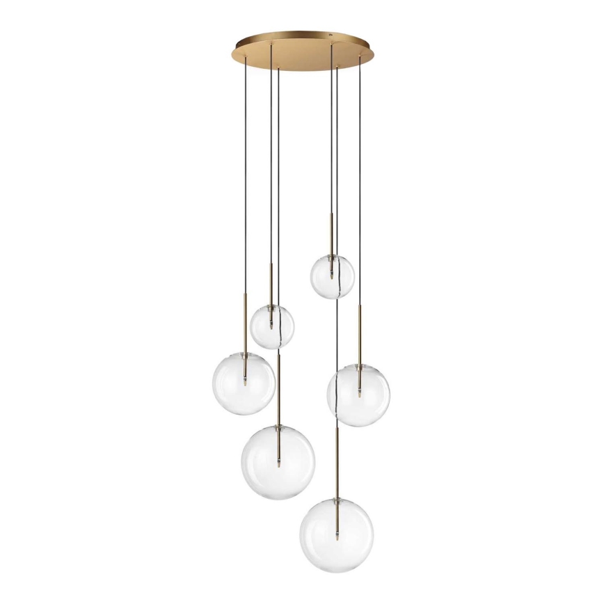 Ideal Lux - LED Pakabinamas sietynas EQUINOXE 6xG4/2W/230V diametras 65 cm žalvaris/permatoma