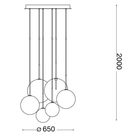 Ideal Lux - LED Pakabinamas sietynas EQUINOXE 6xG4/2W/230V diametras 65 cm žalvaris/permatoma