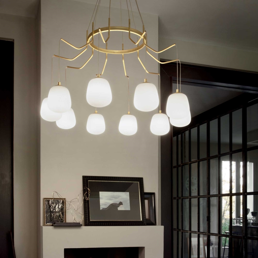 Ideal Lux - LED Pakabinamas sietynas KAROUSEL 10xG9/3W/230V diametras 82,5 cm žalvaris