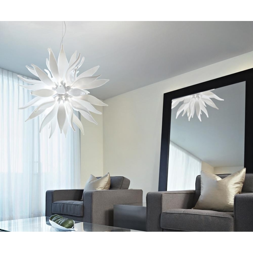 Ideal Lux - LED Pakabinamas sietynas LEAVES 12xG9/3W/230V diametras 80 cm balta