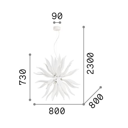 Ideal Lux - LED Pakabinamas sietynas LEAVES 12xG9/3W/230V diametras 80 cm balta