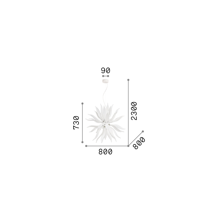 Ideal Lux - LED Pakabinamas sietynas LEAVES 12xG9/3W/230V diametras 80 cm balta