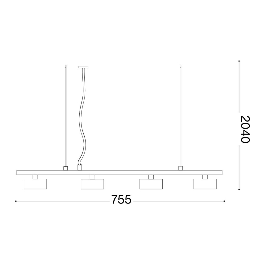 Ideal Lux - LED Pakabinamas sietynas MINOR 4xGX53/9W/230V 75,5 cm juoda