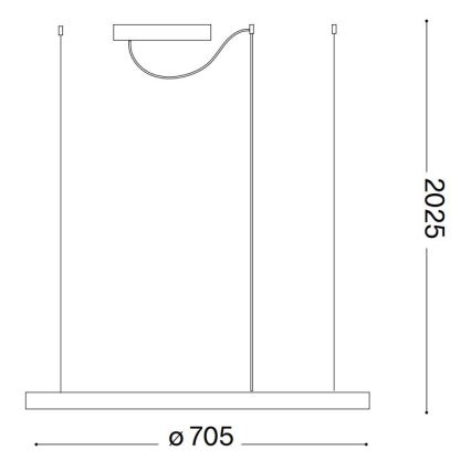 Ideal Lux - LED Pakabinamas sietynas ORACLE SLIM LED/37W/230V 2700K diametras 70,5 cm juoda