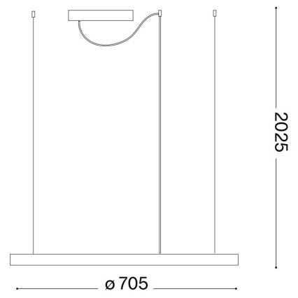 Ideal Lux - LED Pakabinamas sietynas ORACLE SLIM LED/38W/230V 4000K diametras 70 cm juoda