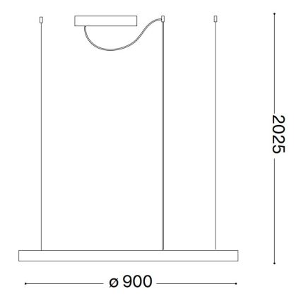 Ideal Lux - LED Pakabinamas sietynas ORACLE SLIM LED/53W/230V 2700K diametras 90 cm juoda