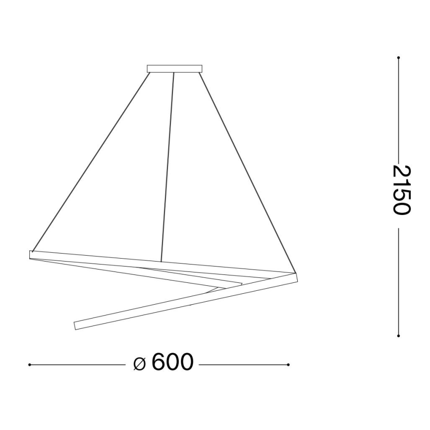 Ideal Lux - LED Pakabinamas sietynas OZ LED/47W/230V diametras 60 cm CRI 90 juoda