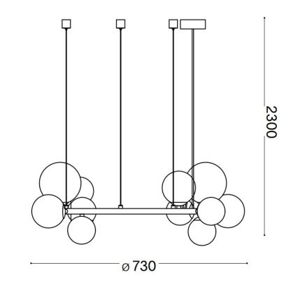 Ideal Lux - LED Pakabinamas sietynas PERLAGE 11xG9/3W/230V diametras 73 cm auksas/dūminis