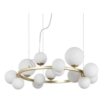 Ideal Lux - LED Pakabinamas sietynas PERLAGE 14xG9/3W/230V diametras 85 cm auksas/balta