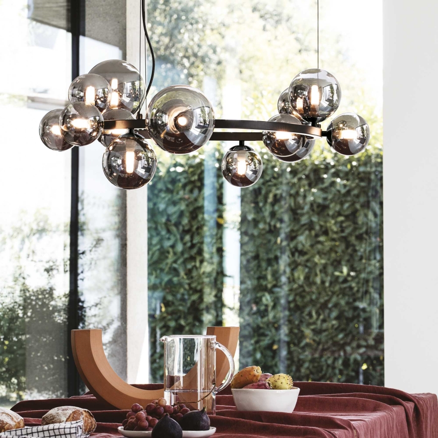 Ideal Lux - LED Pakabinamas sietynas PERLAGE 14xG9/3W/230V diametras 85 cm juoda/dūminis