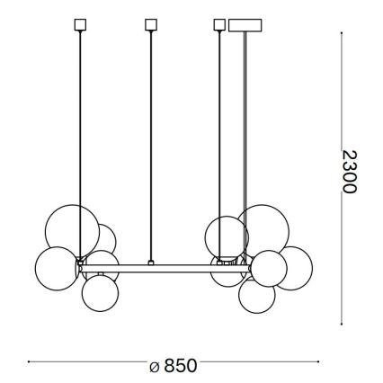 Ideal Lux - LED Pakabinamas sietynas PERLAGE 14xG9/3W/230V diametras 85 cm juoda/dūminis