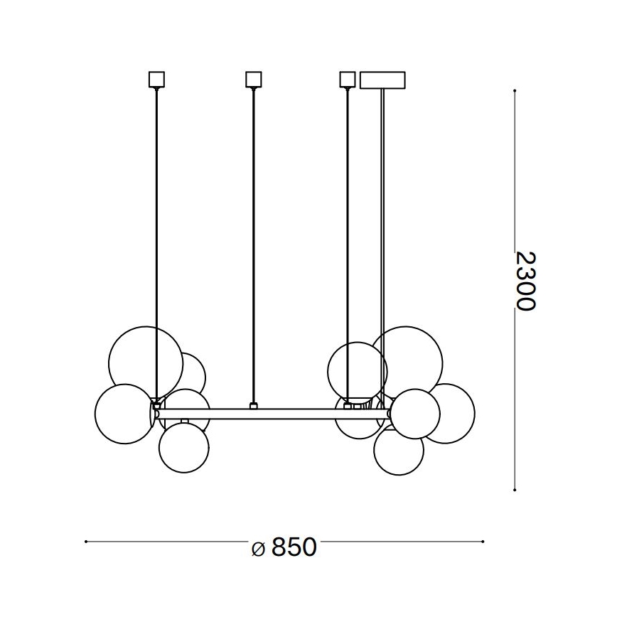 Ideal Lux - LED Pakabinamas sietynas PERLAGE 14xG9/3W/230V diametras 85 cm juoda/dūminis
