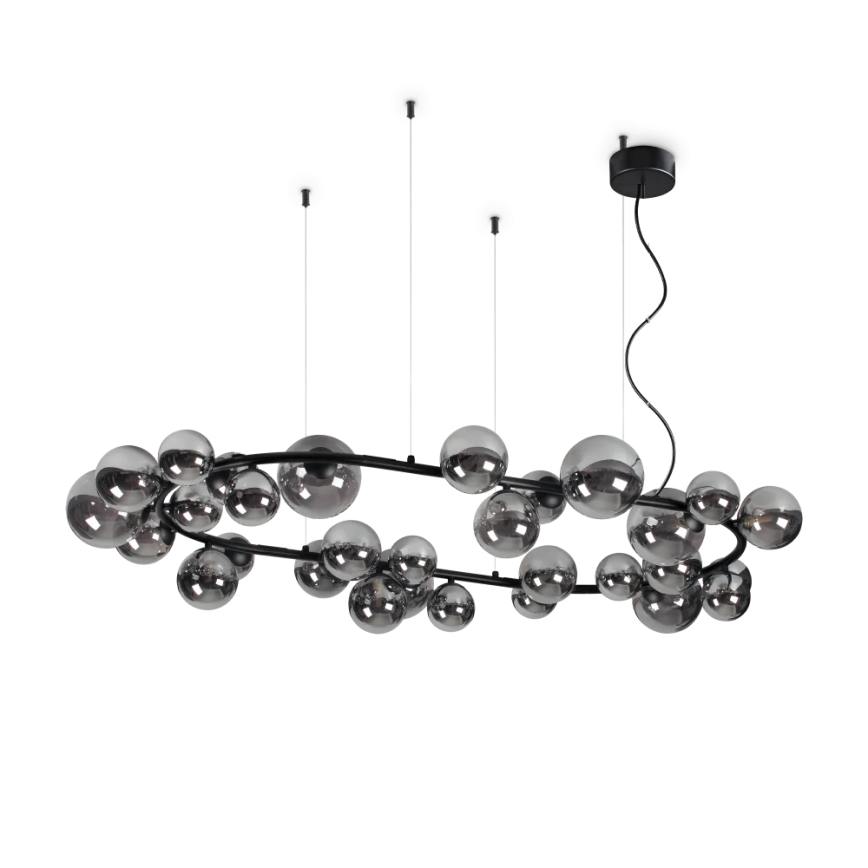 Ideal Lux - LED Pakabinamas sietynas PERLAGE 30xG9/3W/230V 143 cm juoda/dūminis