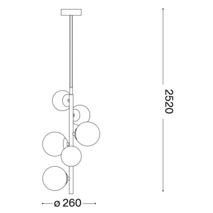 Ideal Lux - LED Pakabinamas sietynas PERLAGE 6xG9/3W/230V diametras 26 cm juoda/dūminis
