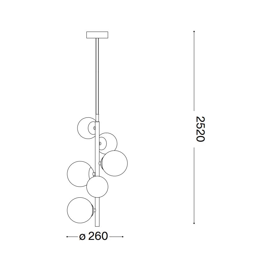 Ideal Lux - LED Pakabinamas sietynas PERLAGE 6xG9/3W/230V diametras 26 cm juoda/dūminis