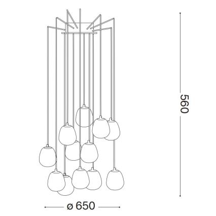 Ideal Lux - LED Pakabinamas sietynas RHAPSODY 12xG9/3W/230V žalvaris