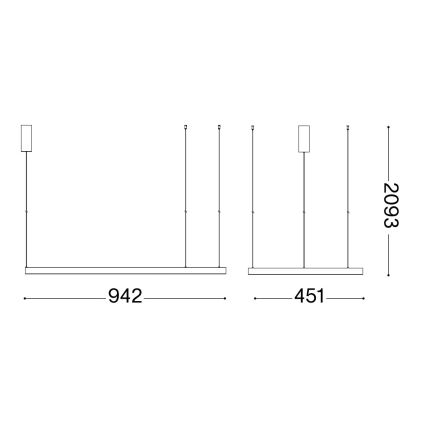 Ideal Lux - LED Pakabinamas sietynas WAVES LED/37W/230V CRI 90 juoda