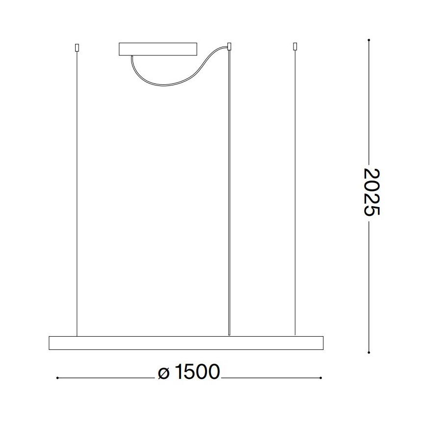Ideal Lux - pakabinama LED liustra ant laido ORACLE SLIM LED/83W/230V 4000K CRI 90, skersmuo 150 cm, juoda