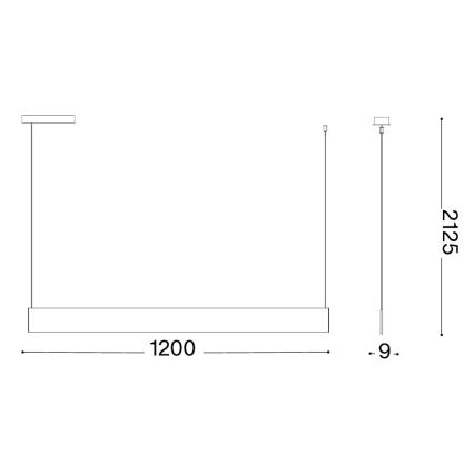 Ideal Lux - LED pakabinamas šviestuvas ant plieninio lyno STEEL LED/24W/230V 3000K CRI 90 120 cm juodas