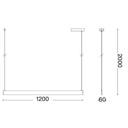 Ideal Lux - LED pakabinamas šviestuvas ant troselio DESK ACCENT LED/36W/230V CRI 90 120 cm juodas