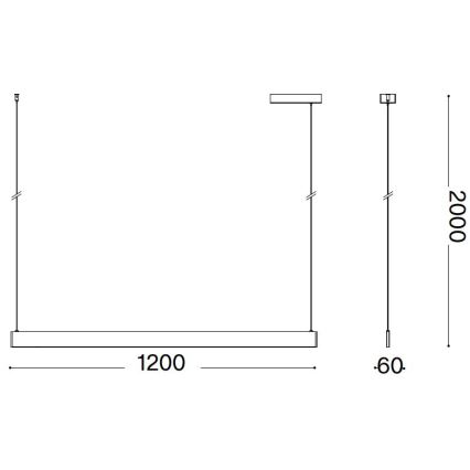 Ideal Lux - LED pakabinamas šviestuvas ant troselio DESK LED/36W/230V 120 cm CRI 90 balta
