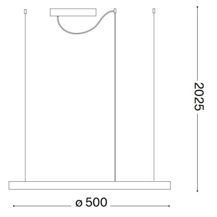 Ideal Lux - LED liustra ant laido ORACLE SLIM LED/29W/230V 4000K CRI 90 skersmuo 50 cm, juoda