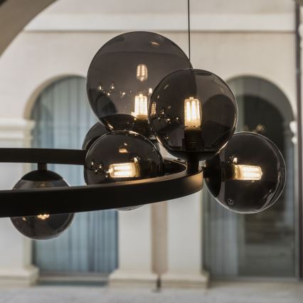 Ideal Lux - LED liustra ant troselio PERLAGE 14xG9/3W/230V skersmuo 85 cm juoda/dūminė juoda