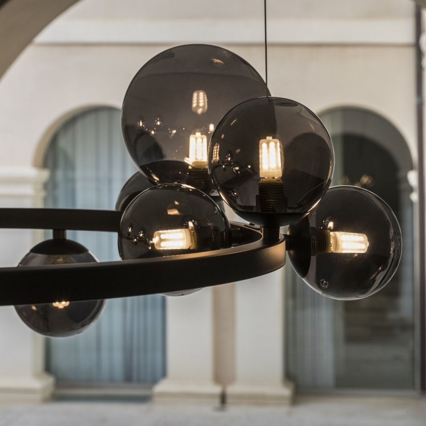 Ideal Lux - LED liustra ant troselio PERLAGE 14xG9/3W/230V skersmuo 85 cm juoda/dūminė juoda