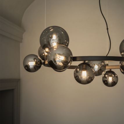 Ideal Lux - LED liustra ant troselio PERLAGE 14xG9/3W/230V skersmuo 85 cm juoda/dūminė juoda