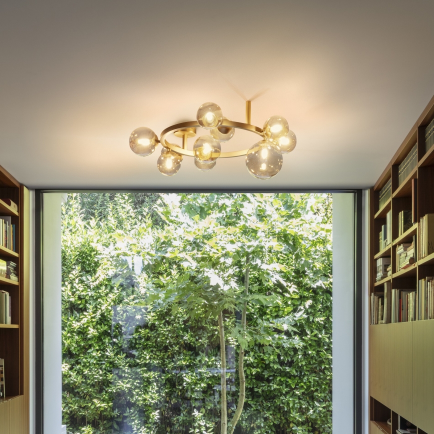 Ideal Lux - LED paviršinė liustra PERLAGE, 10xG9/3W/230V, Ø 70 cm, auksinė / dūminė smėlinė