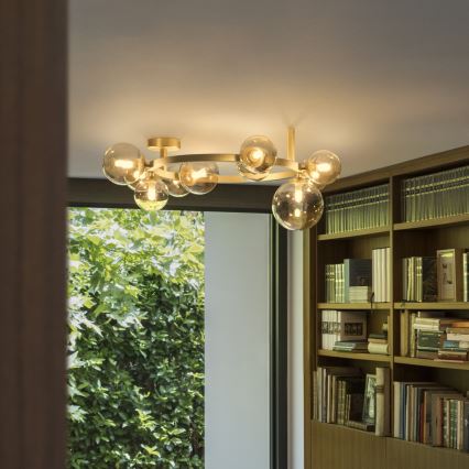 Ideal Lux - LED paviršinė liustra PERLAGE, 10xG9/3W/230V, Ø 70 cm, auksinė / dūminė smėlinė