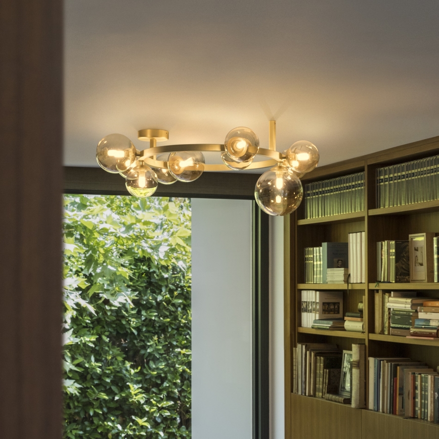 Ideal Lux - LED paviršinė liustra PERLAGE, 10xG9/3W/230V, Ø 70 cm, auksinė / dūminė smėlinė
