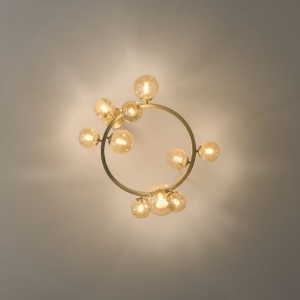 Ideal Lux - LED paviršinė liustra PERLAGE, 10xG9/3W/230V, Ø 70 cm, auksinė / dūminė smėlinė